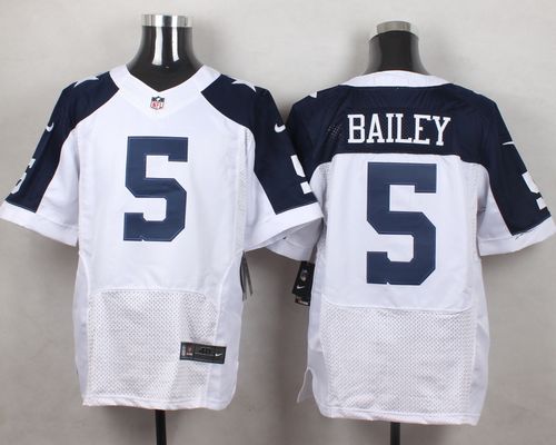 Nike Cowboys #5 Dan Bailey White Thanksgiving Throwback Men's Stitched NFL Elite Jersey